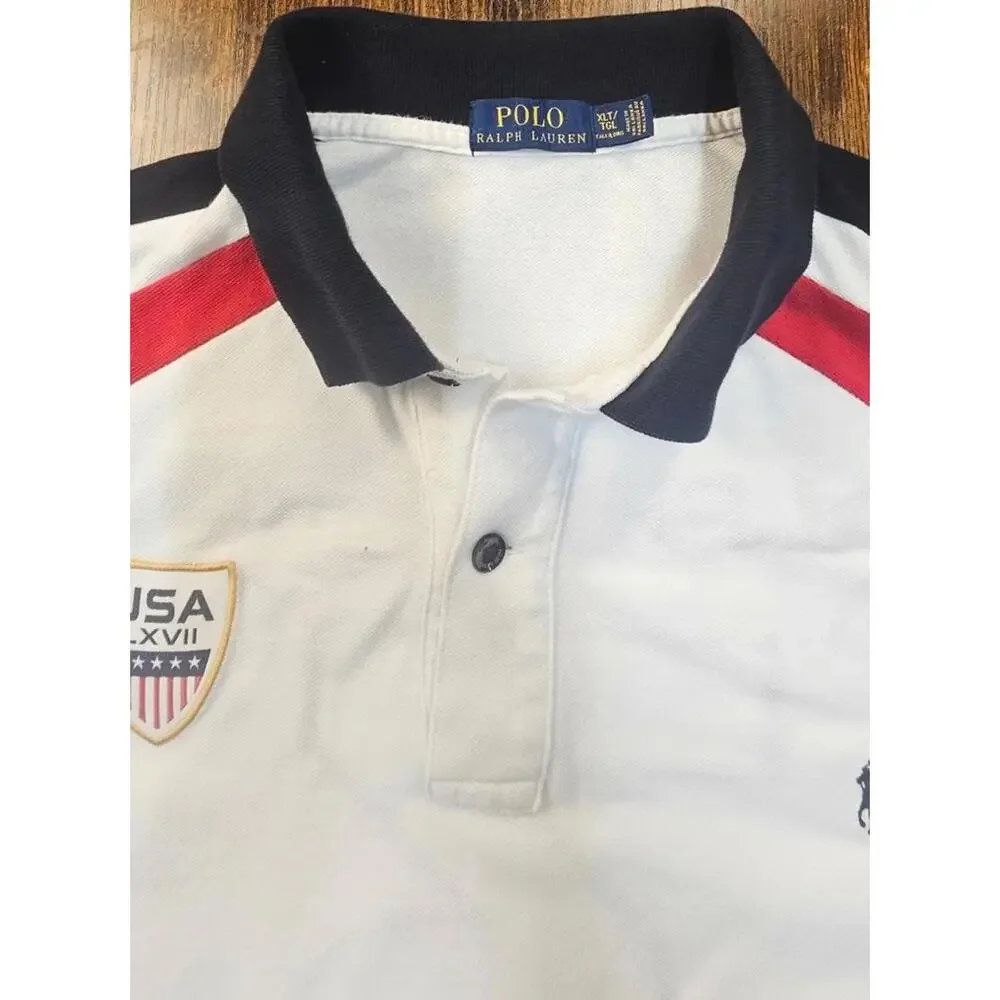 Polo Ralph Lauren Mens Big Tall XL Polo Shirt USA Olympic Team‎ Spell Out B7